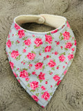 Pink blue floral dribble bib