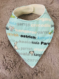 Mint animal words  dribble bib