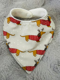 Xmas sausage dogs dribble bib