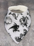 Grey superhero’s dribble bib