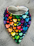 Rainbow hearts dribble bib