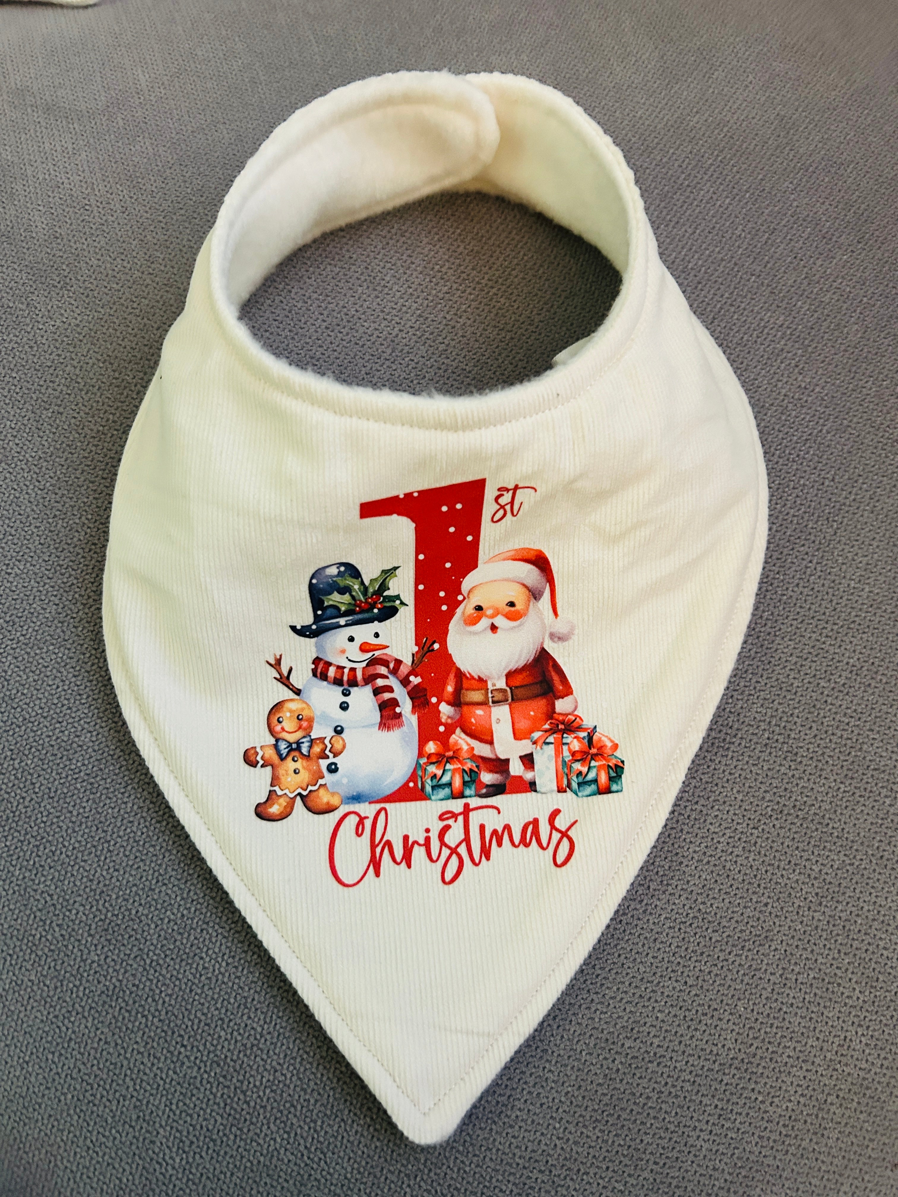 Red 1st Christmas dribble bib