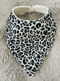 Grey leopard print dribble bib