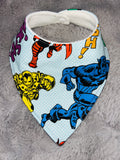 Blue superhero dribble bib