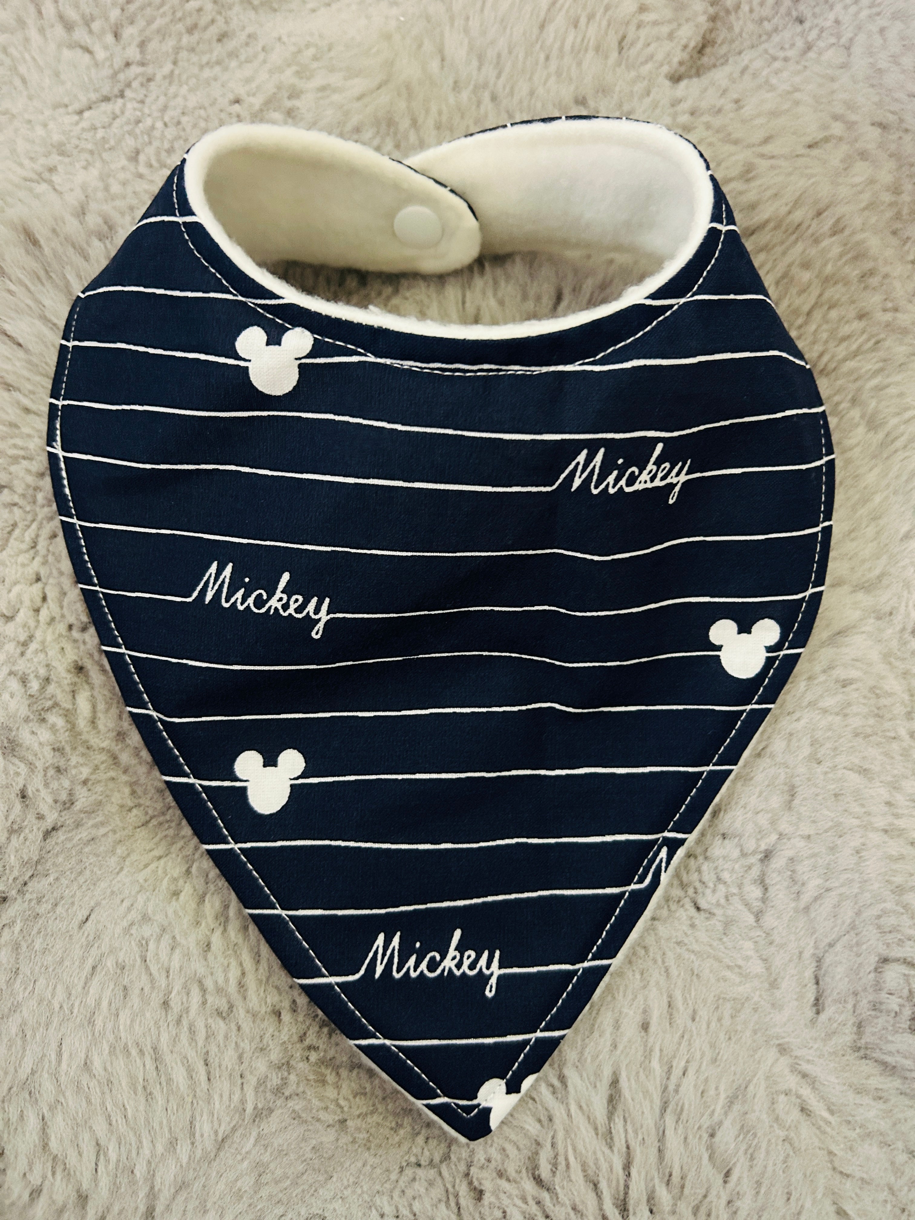 Navy Mickey dribble bib