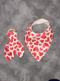Red hearts dribble bib & Teether ring set