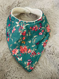 Teal floral dribble bib