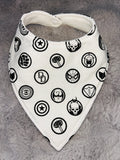 White superhero badges dribble bib