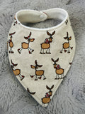 Reindeers beige dribble bib