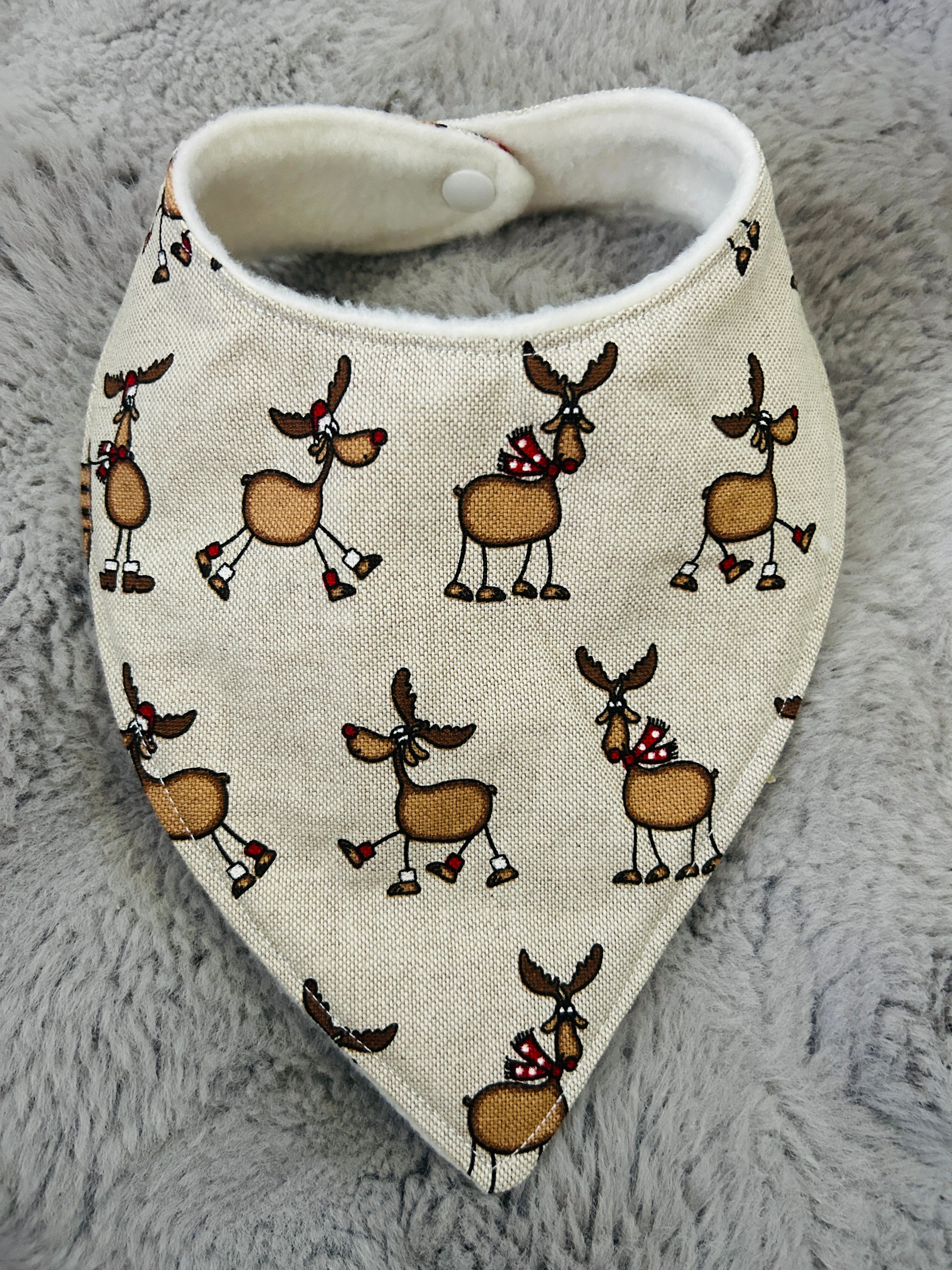Reindeers beige dribble bib