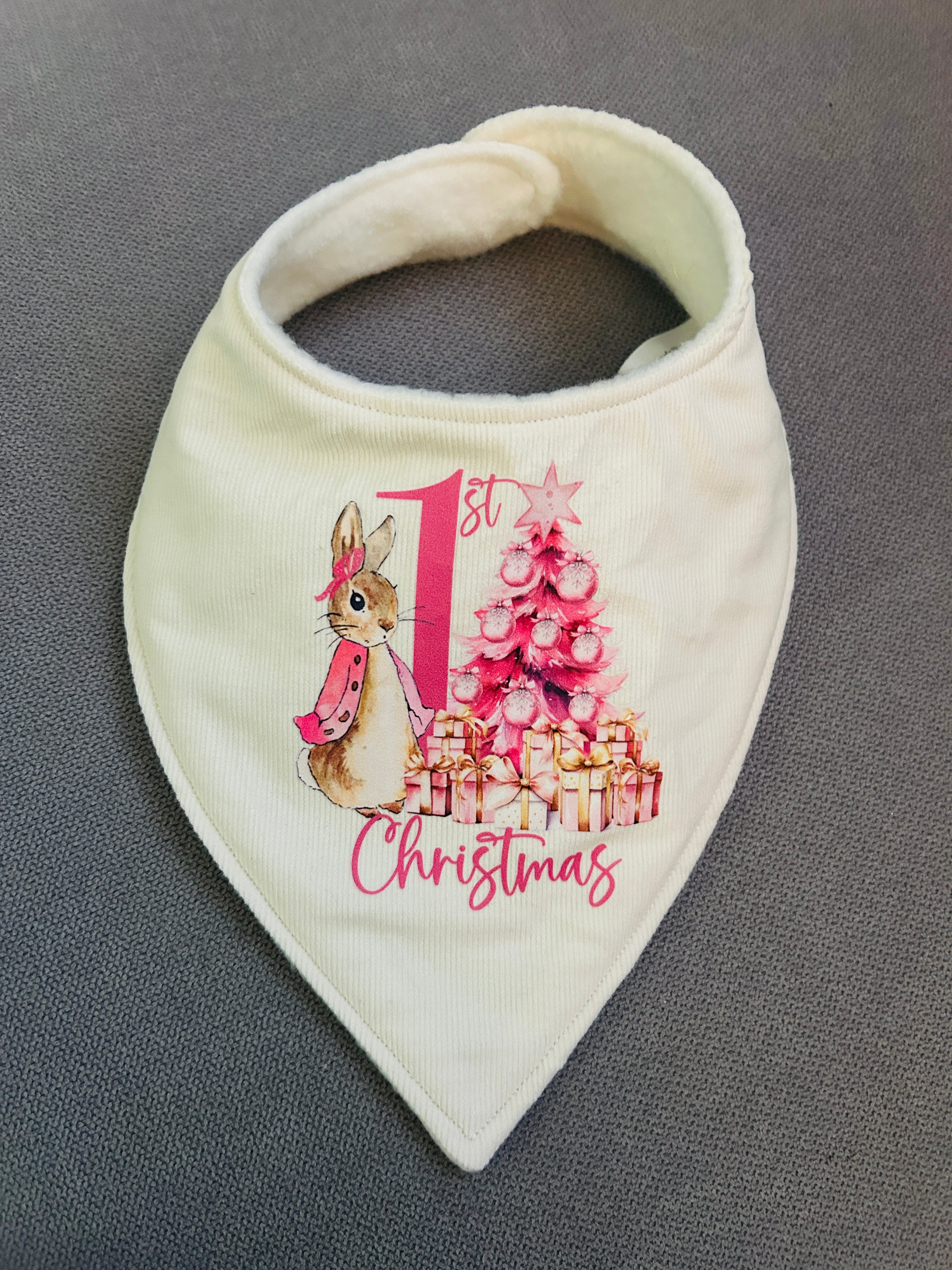 Pink 1st Christmas dribble bib