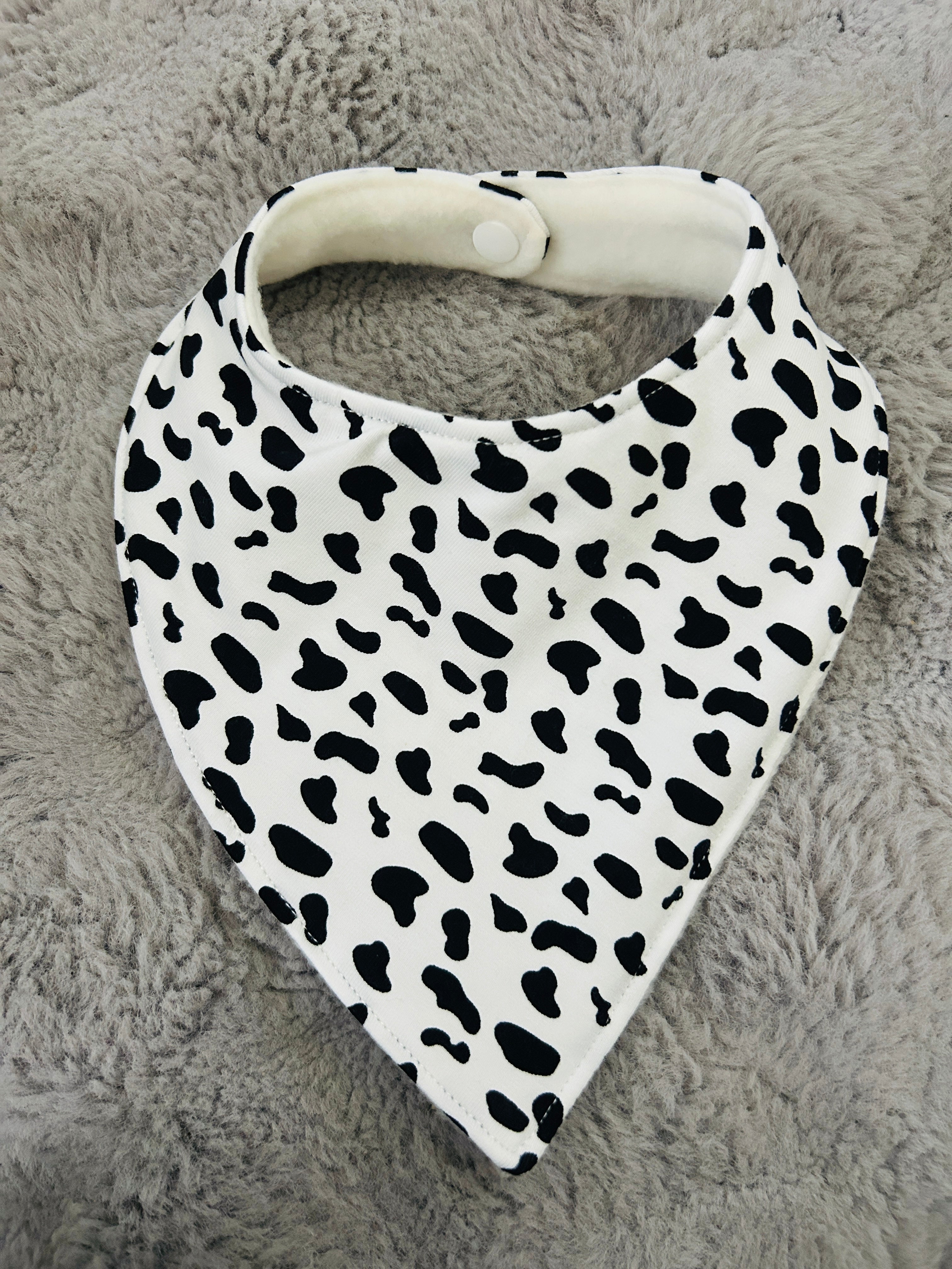 Cow print dribble bib