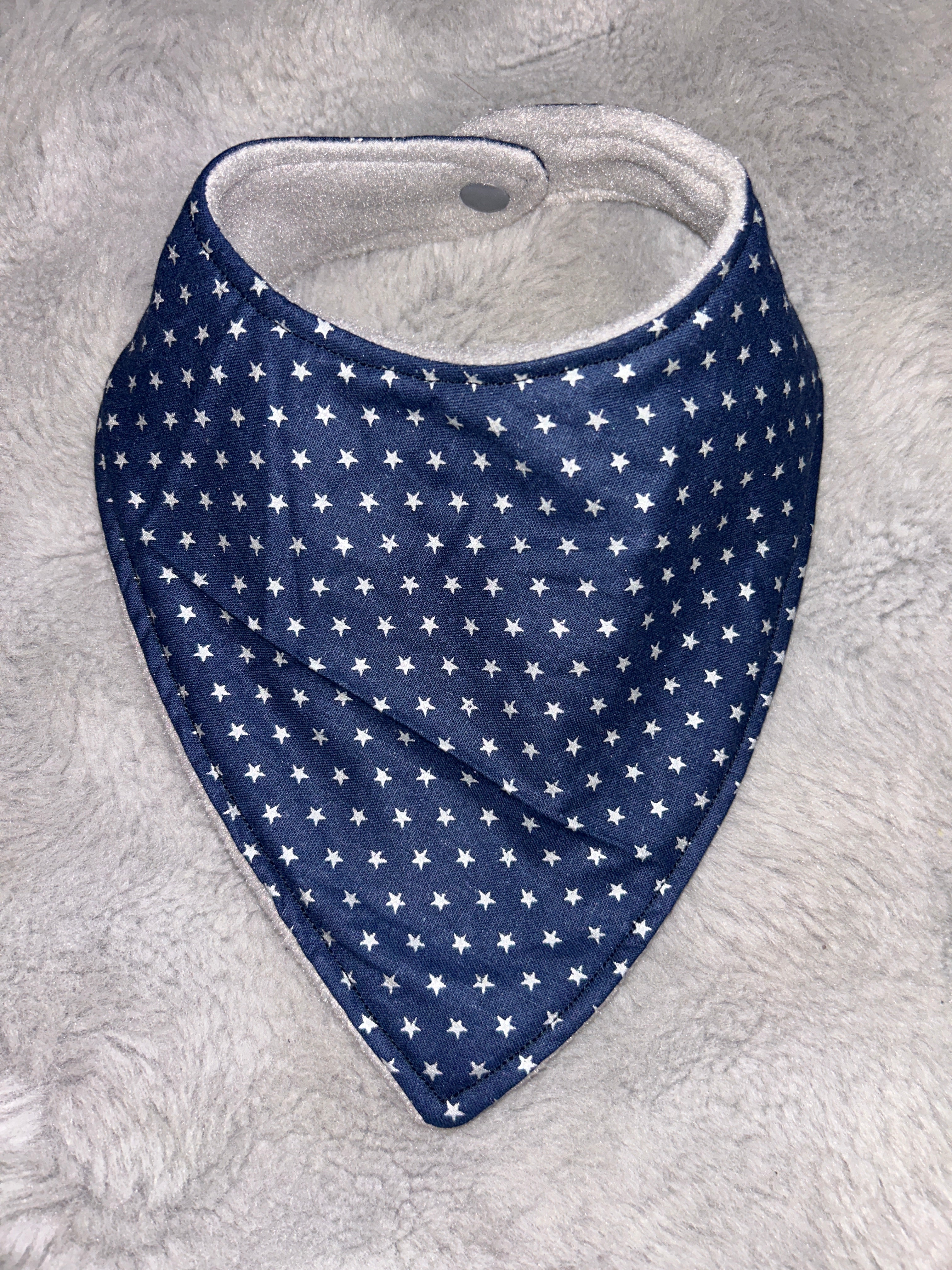 Navy silver stars dribble bib