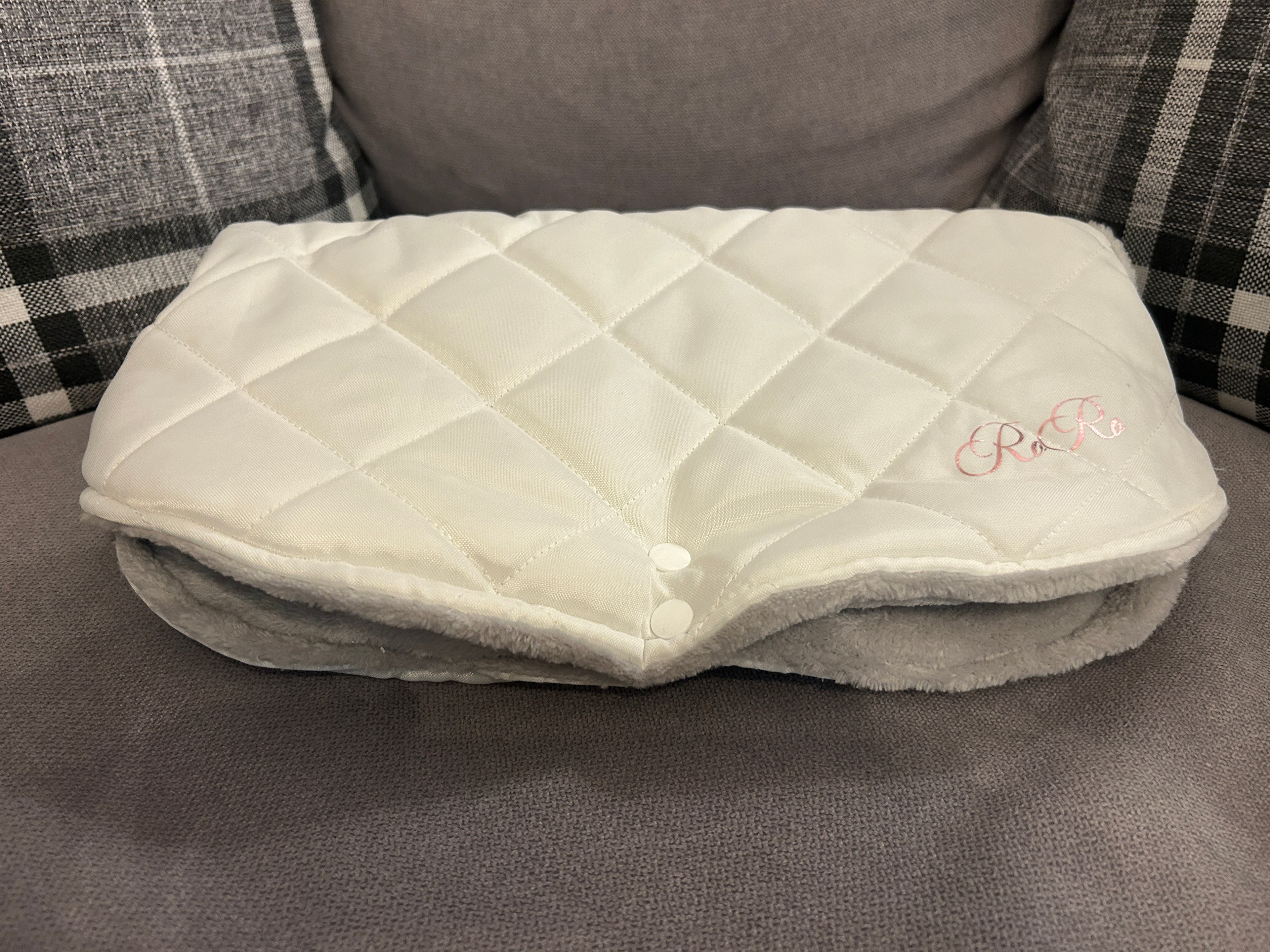 Waterproof winter pram handmuff white/light grey